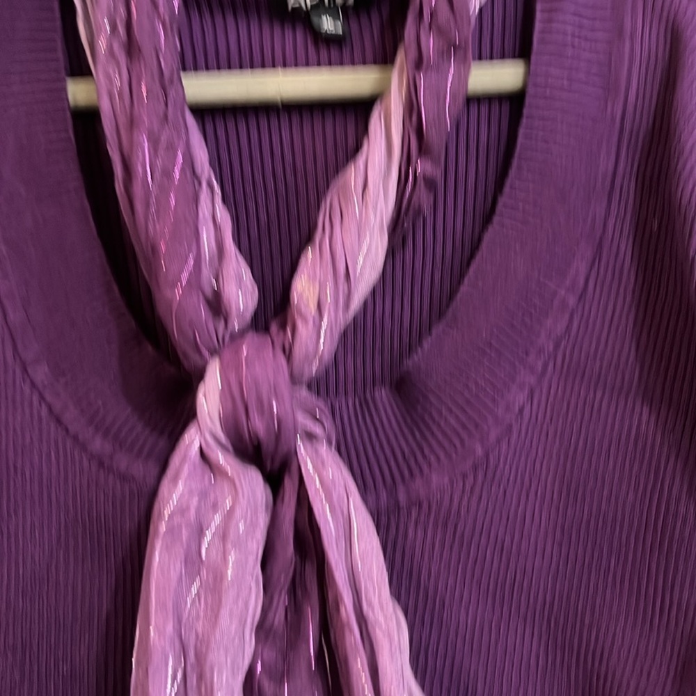 Kohl’s apartment nine extra large purple ribbed sweater with matching scarf - Picture 4 of 8